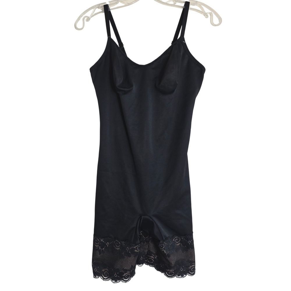 Nancy Ganz Bodyslimmers Shapewear Jumpsuit Women Size 40C Black Lace Trim EUC